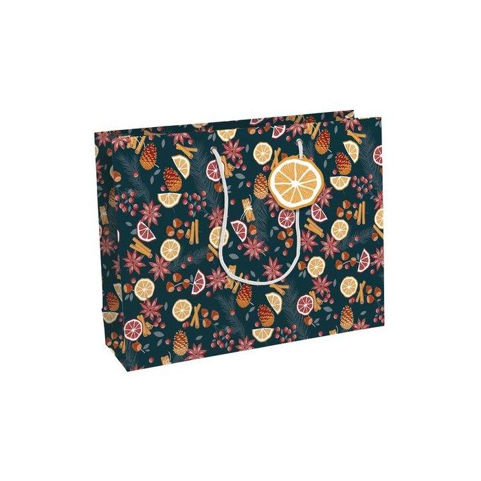 Bolsa De Papel Clairefontaine Kraft Decorado 37X27X12 Cm Citricos Navidad Pack De 6