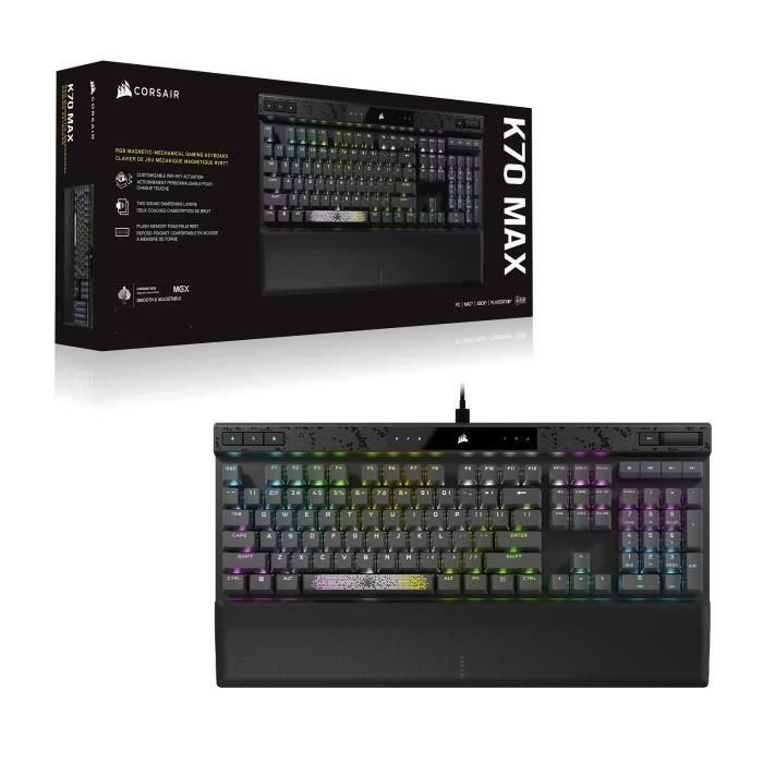 Teclado Gaming magnético-mecánico - CORSAIR - K70 MAX RGB - Teclas PBT - Negro - (CH-910961G-FR) 3 Teclado Gaming magnético-mecánico - CORSAIR - K70 MAX RGB - Teclas PBT - Negro - (CH-910961G-FR) 3