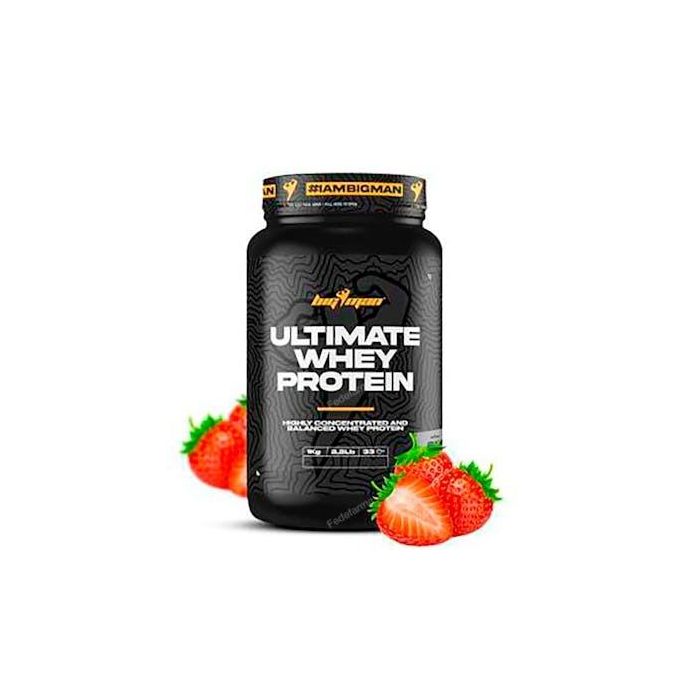 BIGMAN Ultimate Whey Proteína Fresa 1 Kg, Concentrado de Suero de Leche, Ideal para Deportistas