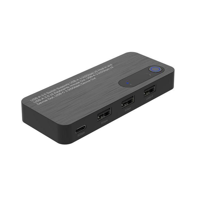 MicroConnect Conmutador KM USB 3.0 para 2 PCs con 2 Puertos USB-A y 1 USB-C Adicionales para Datos