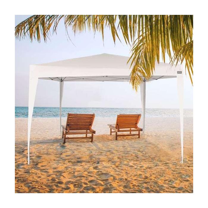 Cenador plegable poliester blanco aktive 300x300x250 cm 6 Cenador plegable poliester blanco aktive 300x300x250 cm 6