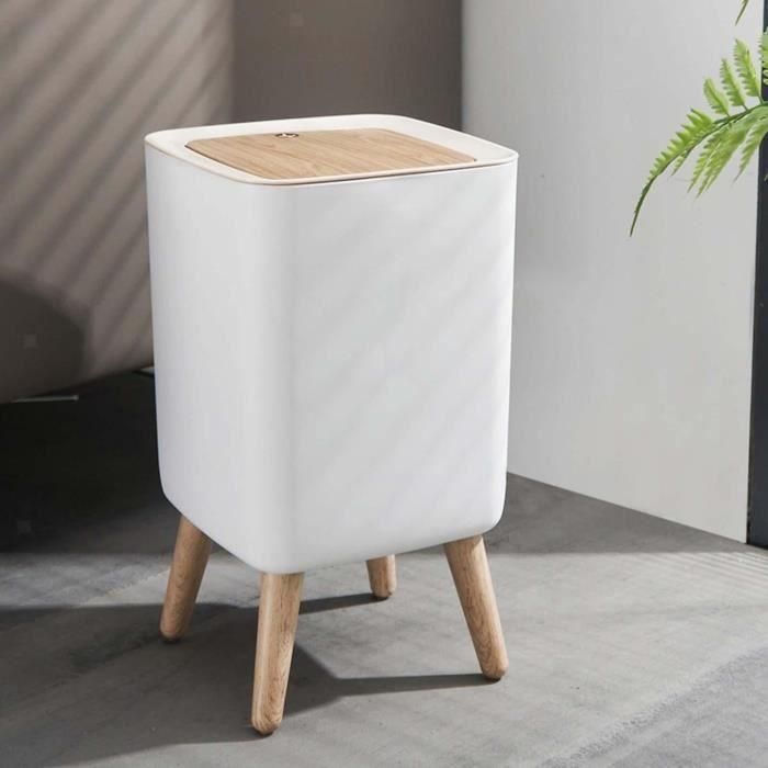 Papelera de baño con empuje independiente - MALMO SQUARE - KITCHEN MOVE - 10L - Madera de diseño 3