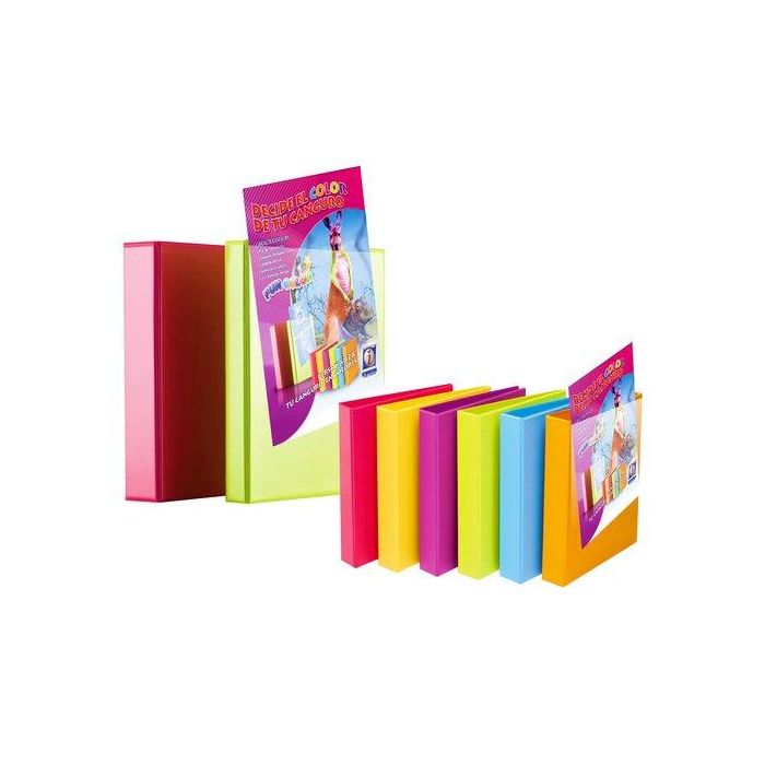 Carpeta Canguro Iberplas Pvc Fun Color A4 4 An.Mixtas 25Mm Col.Surt. (Set de 6)