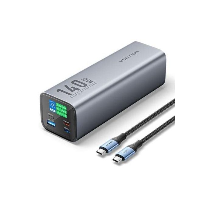 Powerbank 27000mAh Vention FHVH0/ 140W/ Gris/ Incluye Cable USB Tipo-C y Lightning