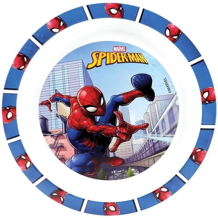 Fun House Vajilla Spiderman FUN3524550064741 - Vaso, plato Ø22 cm y Ø16 cm, cubiertos, botella agua y caja aperitivos 1