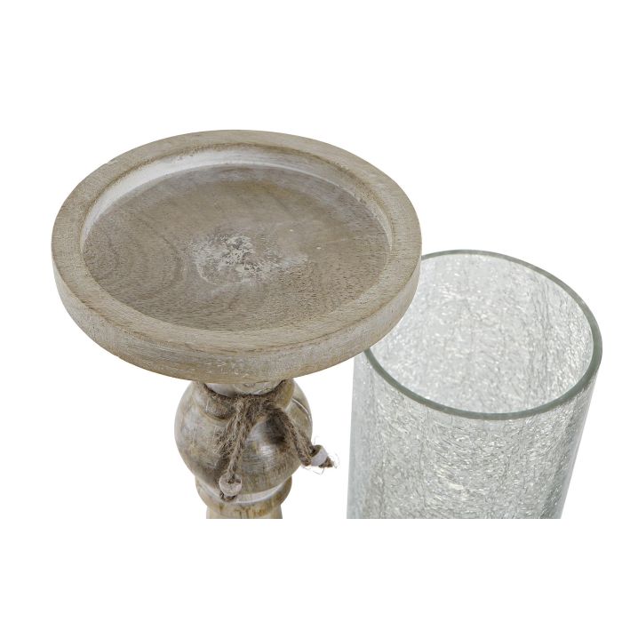 Portavela Romantico DKD Home Decor Natural Transparente 14 x 50 x 14 cm (2 Unidades) 2 Portavela Romantico DKD Home Decor Natural Transparente 14 x 50 x 14 cm (2 Unidades) 2