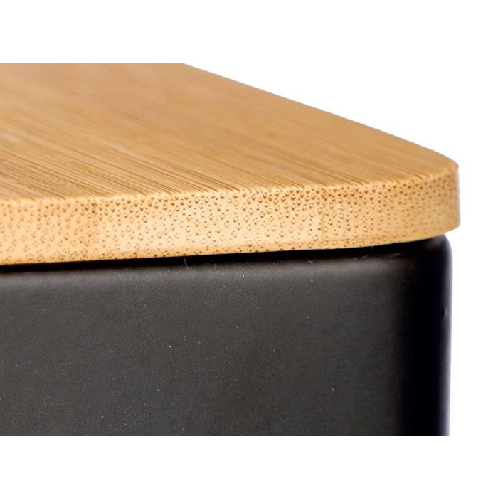 Tarro Cuadrado Tapa Bambu Portacapsulas Negro Kinvara 14x17x14cm (12 Unidades) 2 Tarro Cuadrado Tapa Bambu Portacapsulas Negro Kinvara 14x17x14cm (12 Unidades) 2