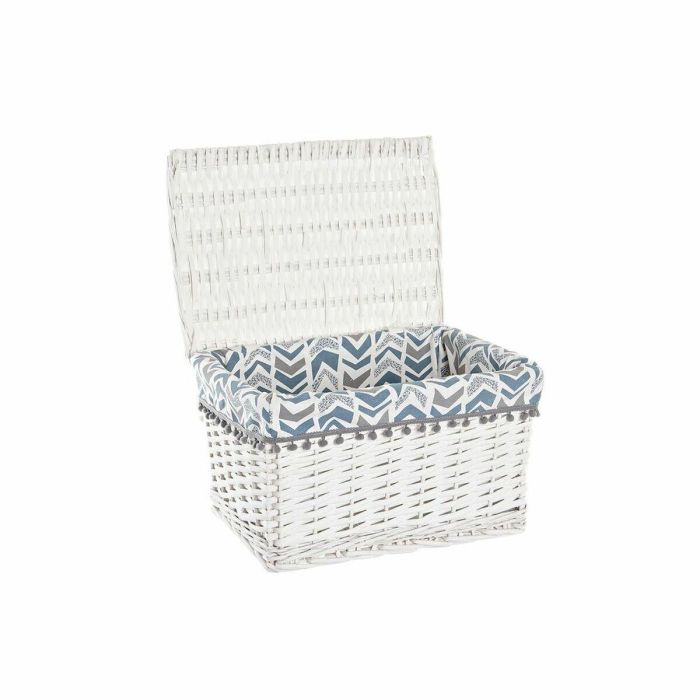 Cesta DKD Home Decor Blanco Azul 35 x 30 x 45 cm Set de 2 1