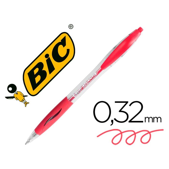 Boligrafo Bic Atlantis Rojo Retractil Tinta Aceite Punta De 1 mm 12 unidades