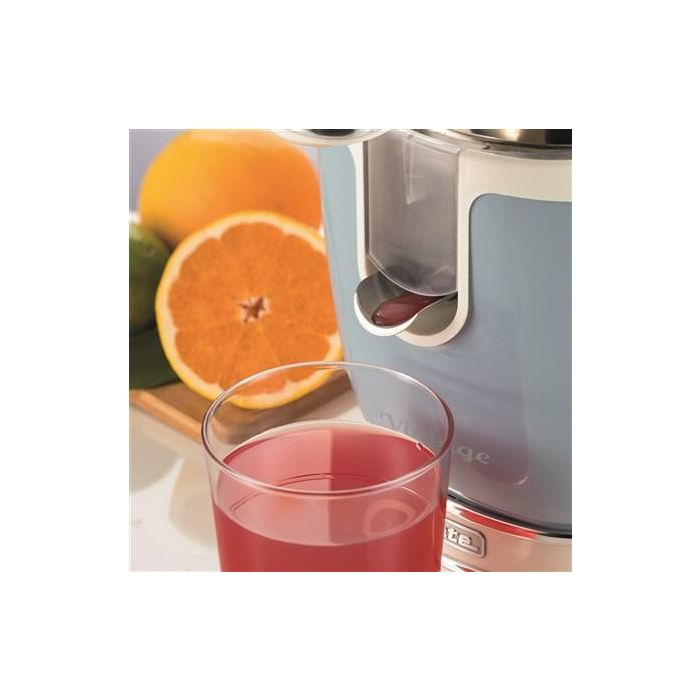 Ariete 413/05 Exprimidor Vintage Azul para Zumos Saludables con Mango a Presión y Doble Cono 4