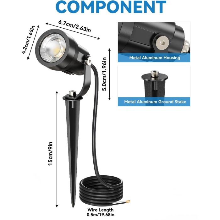 Foco Led con Pincho Jardín 5W 60º IP65 3000ºK Acabado Negro 1 Foco Led con Pincho Jardín 5W 60º IP65 3000ºK Acabado Negro 1
