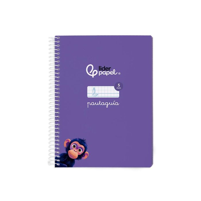 Cuaderno Espiral Liderpapel Din A5 Pautaguia Tapa Blanda 40H 75 gr Cuadro Pautado 5 mm Color Lila 5 unidades 1