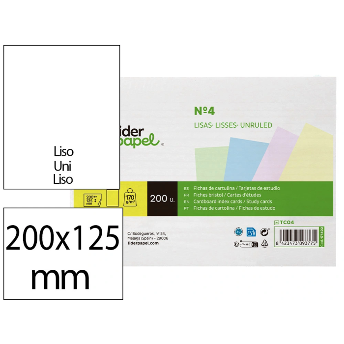 Liderpapel Tarjetas de Estudio Lisas Cartulina Colores Pastel 170gr 125x200mm Paquete 200 Unidades 0 Liderpapel Tarjetas de Estudio Lisas Cartulina Colores Pastel 170gr 125x200mm Paquete 200 Unidades 0