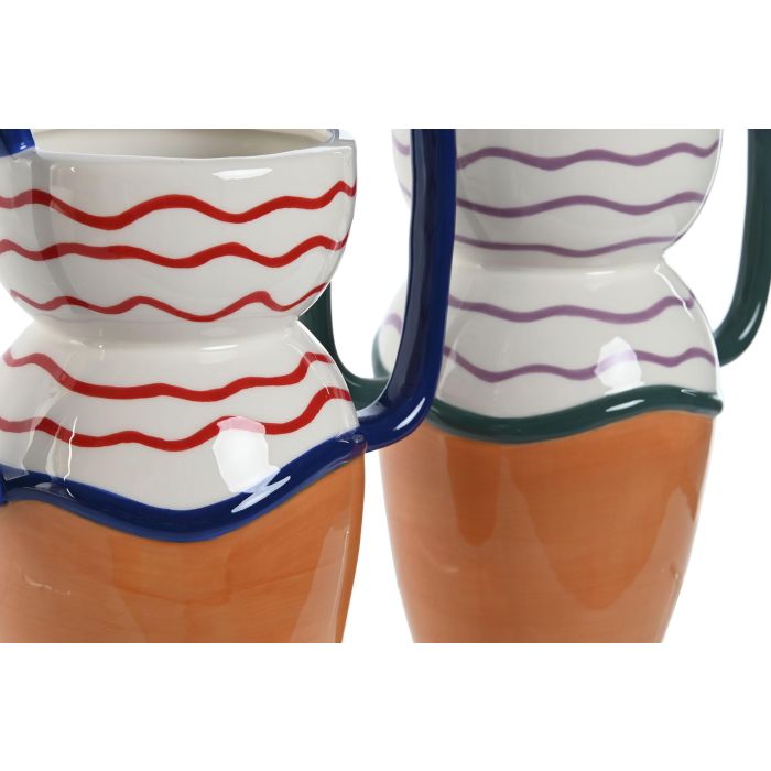 DKD Home Decor Jarrón Terracota Blanco Dolomita Ondas 20.7x23.5x12.6 cm (6 Unidades) 1