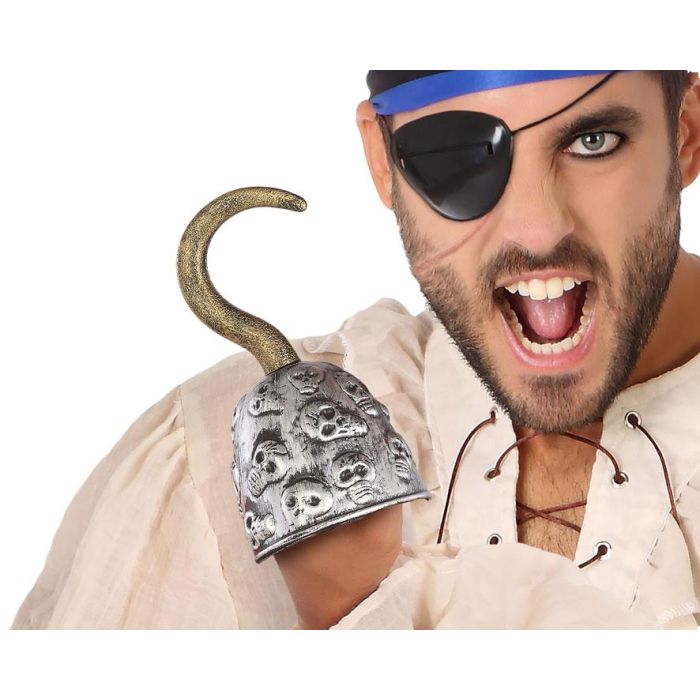 Garfio Pirata Plateado 21 cm Accesorio Disfraz Capitán Barco Ideal Fiestas Teatro Juegos Rol