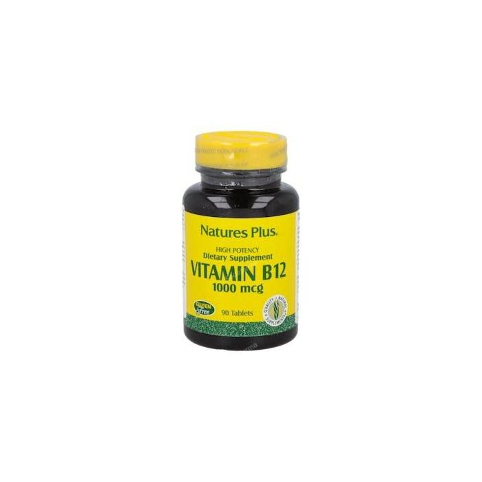 NATURES PLUS Vitamina B12 Metilcobalamina 1000 µg Comprimidos, Apto para Vegetarianos, Suplemento Alimenticio, 90 Unidades