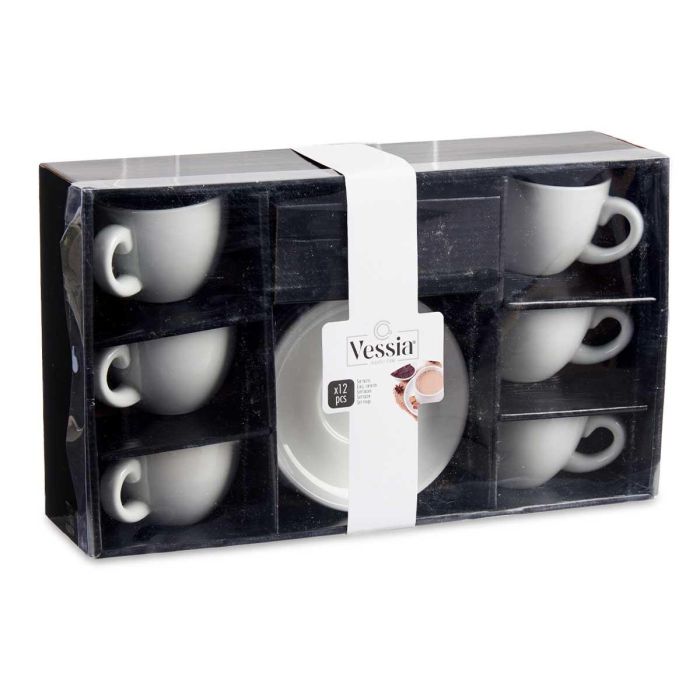 Set 6 Tazas Café Porcelana Blanca con Plato 150ml Vessia - 22x10x38 cm (6 Unidades) 2 Set 6 Tazas Café Porcelana Blanca con Plato 150ml Vessia - 22x10x38 cm (6 Unidades) 2