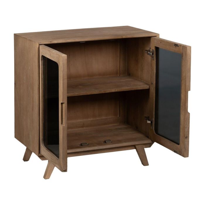 Mueble Auxiliar BURNIE Negro Natural Cristal Madera de mango 81 x 41 x 83 cm