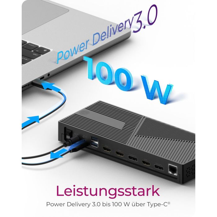 ICY BOX Docking Station 4xUSB-A/2xUSB-C/2xHDMI/DisplayPort Negro 3