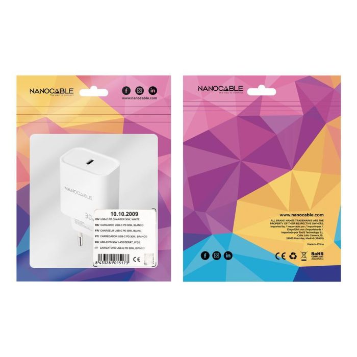 NANO CABLE Cargador USB Pared 10.10.2009 USB-C/PD 30W Blanco 2 NANO CABLE Cargador USB Pared 10.10.2009 USB-C/PD 30W Blanco 2