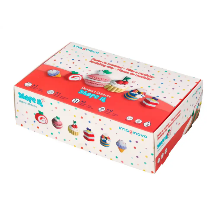 Imaginovo Pasta para Modelar Secado al Aire Set 12 Colores Shape It Dessert Dream con Herramientas e Instrucciones 4