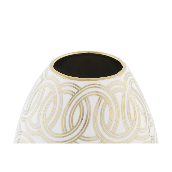 DKD Home Decor Elegante Jarrón Decorativo Oriental de Porcelana Blanco Dorado para el Hogar, 16x18x16 cm 1 DKD Home Decor Elegante Jarrón Decorativo Oriental de Porcelana Blanco Dorado para el Hogar, 16x18x16 cm 1