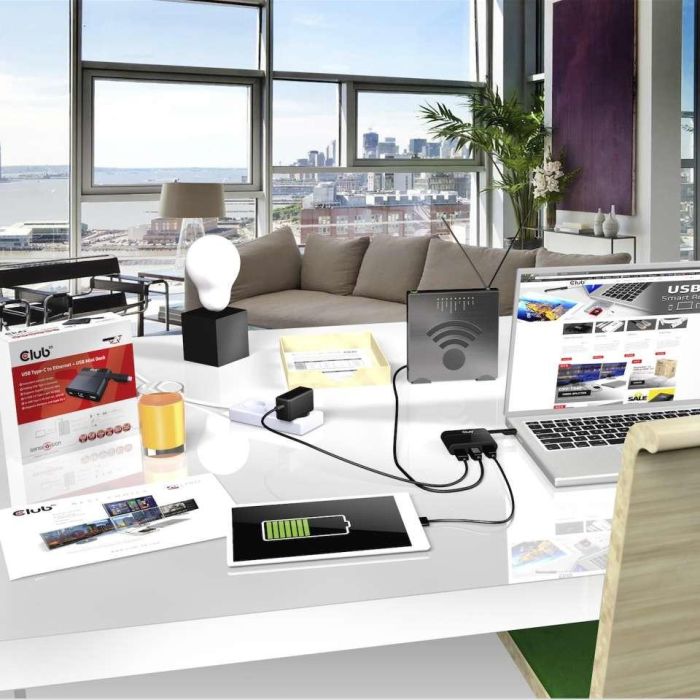Club 3D SenseVision Adapter USB 3.0 C > Ethernet Gigabit LAN + USB 3.0 + USB Typ C 5