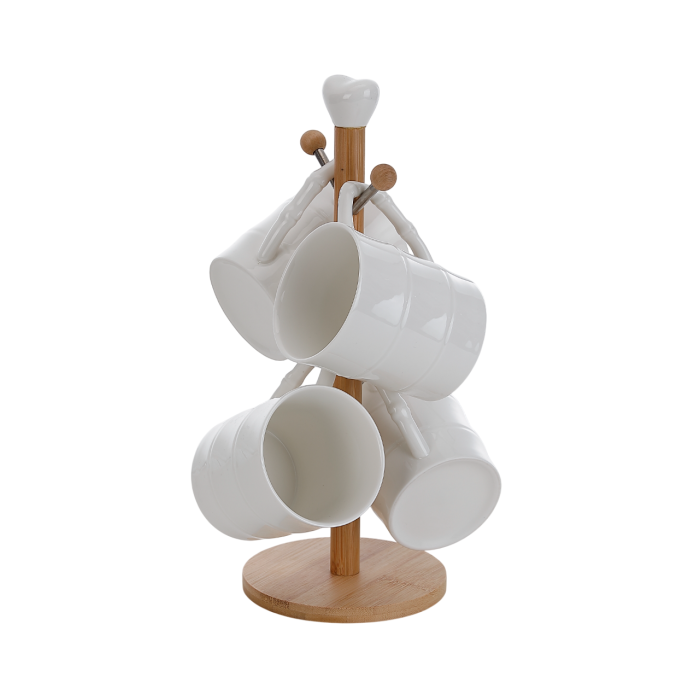 Mug Basicos DKD Home Decor Blanco Natural 13 x 31 x 13 cm Set de 4 Mug Basicos DKD Home Decor Blanco Natural 13 x 31 x 13 cm Set de 4
