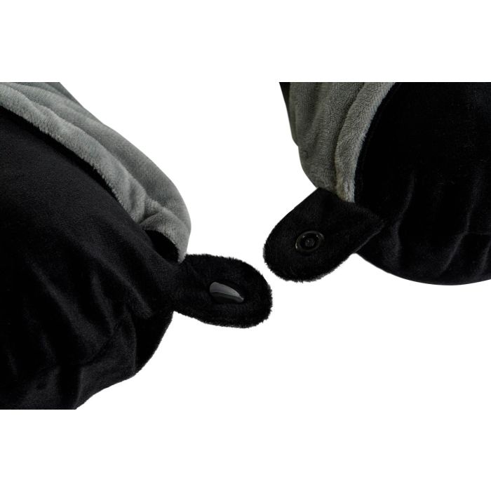 DKD Home Decor Cojin Viaje Básicos Negro Gris Claro Poliéster 10 x 32 x 30 cm (4 Unidades) 5