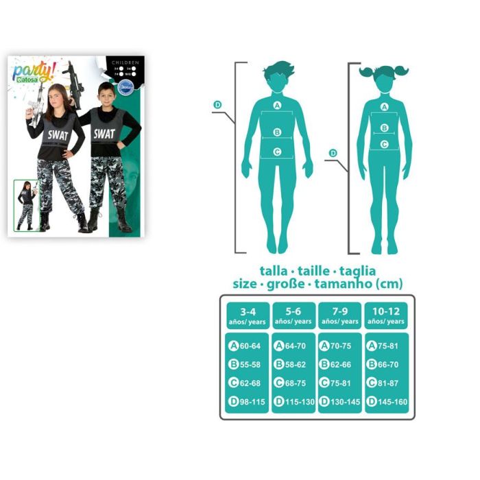 Disfraz para Niños Policía Swat (2 pcs) 3-4 Años