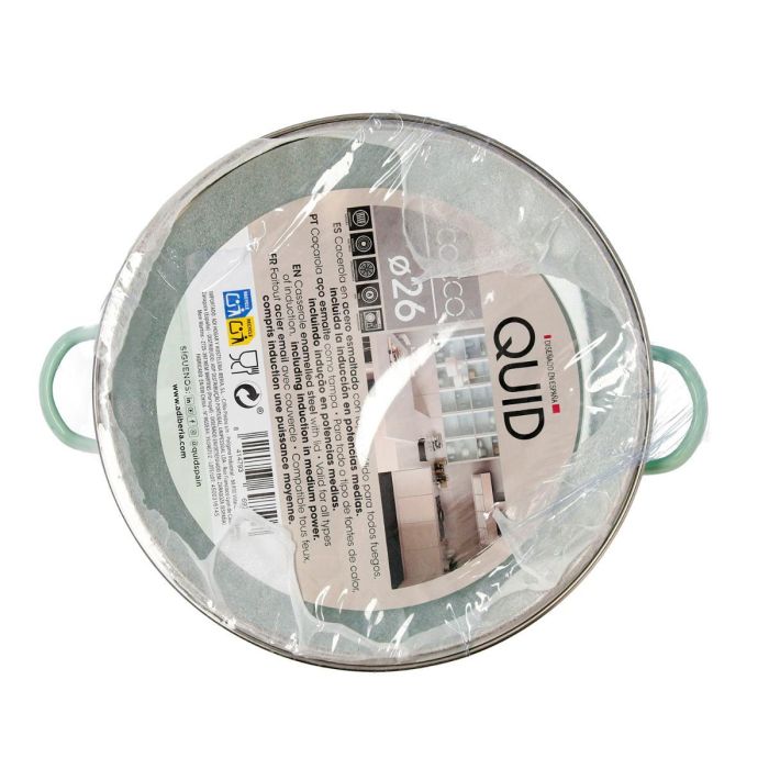 Quid Cacerola Acero Esmaltado Cocco Verde 26 cm Antiadherente, Apta Vitrocerámica Gas Eléctrica, Asas Baquelita, Lavavajillas 1