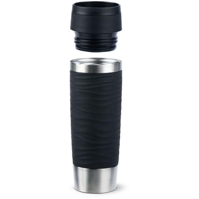 Emsa TRAVEL MUG Waves Grande Thermobecher (schwarz/edelstahl, 0,5 Liter) 2 Emsa TRAVEL MUG Waves Grande Thermobecher (schwarz/edelstahl, 0,5 Liter) 2
