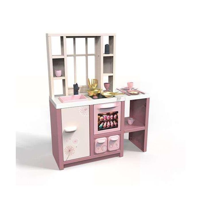 Smoby Cocina Loft Electrónica Rosa con 27 Accesorios para Niños de 3+ Años. Juguete Educativo de Plástico