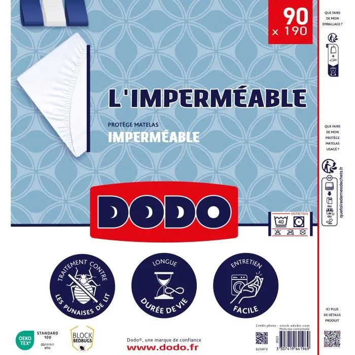 Dodo DOD3307419641969 Protector de Colchón Impermeable de Algodón/Poliéster para Cama de 90x190 cm 3