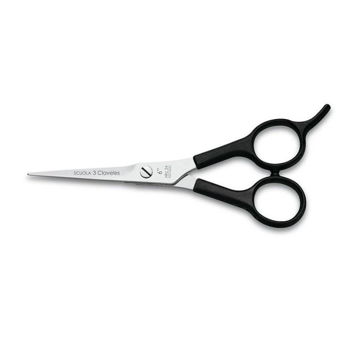 Tijera de Peluquería Scuola 6" Negra con Filo Microdentado - Acero Inoxidable AISI 420 - Tres Claveles Tijera de Peluquería Scuola 6" Negra con Filo Microdentado - Acero Inoxidable AISI 420 - Tres Claveles