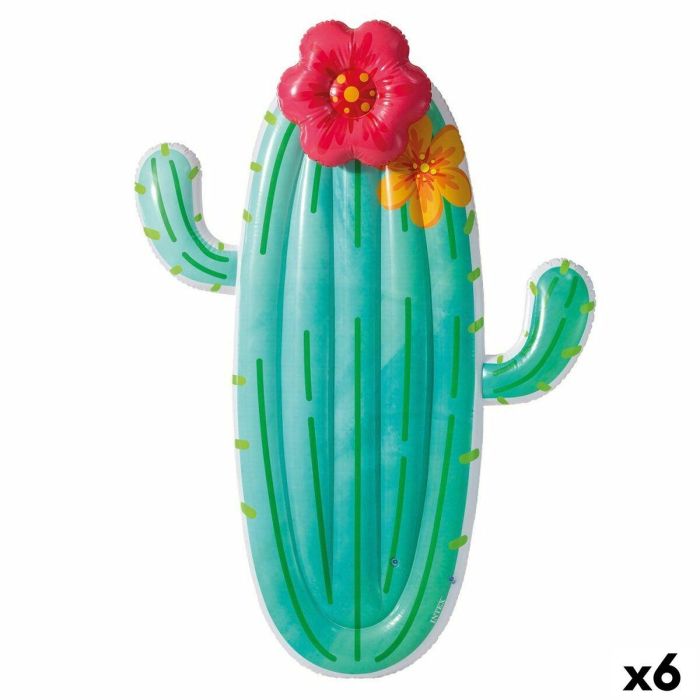 Colchoneta Hinchable Intex Cactus 140 x 185 x 28 cm (6 Unidades)