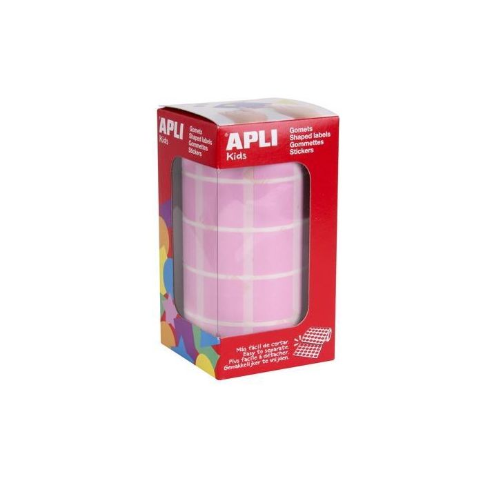 Apli Gomets Cuadrados 20 mm Rollo Rosa -Rollo 1770 Unidades- Apli Gomets Cuadrados 20 mm Rollo Rosa -Rollo 1770 Unidades-