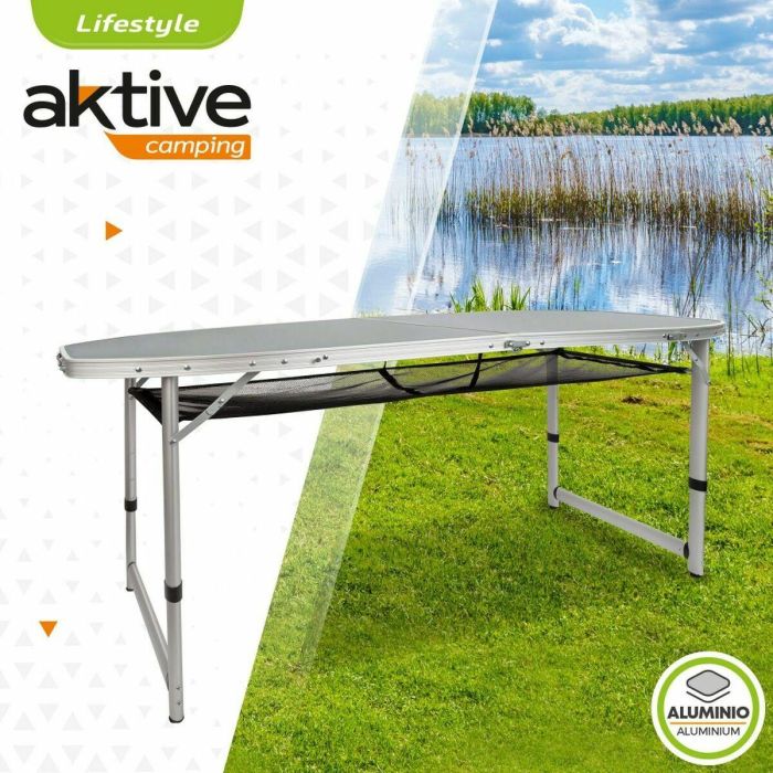 Mesa de camping plegable aluminio + madera 149x80x59/66/71.5cm 5