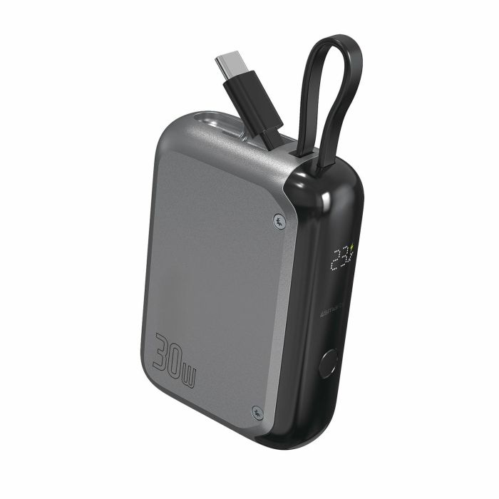 4smarts Powerbank Pocket 10000mAh con cable USB-C integrado, 30W, gris espacial para móvil