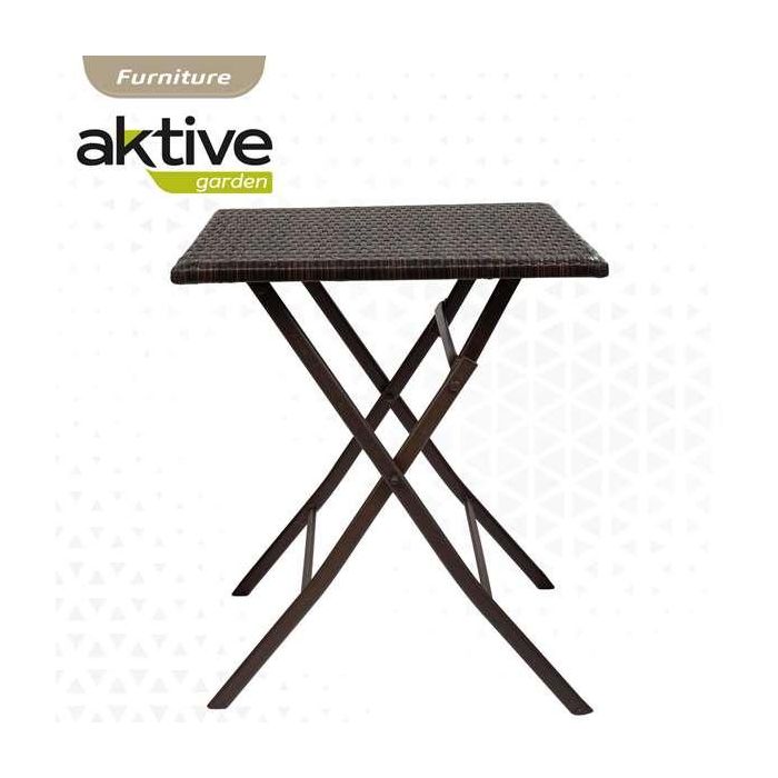 Conjunto de mesa cuadrada plegable (60x72 cm) + 2 sillas de ratán (44x83,5 cm) aktive 2 Conjunto de mesa cuadrada plegable (60x72 cm) + 2 sillas de ratán (44x83,5 cm) aktive 2