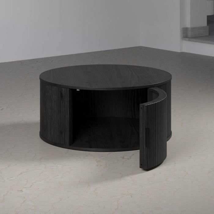 Trendteam RON234311432 Mesa de centro redonda MDF negra Essential Diámetro 80 cm Altura 36 cm 4
