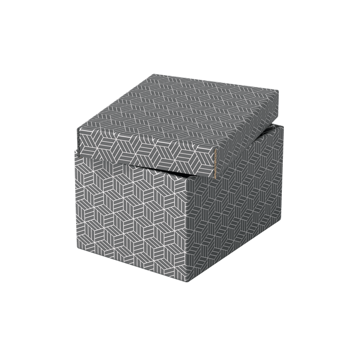 Esselte Caja de almacenamiento de cartón gris con asas, Pack de 3 unidades, Dimensiones 255x200x150 mm 2