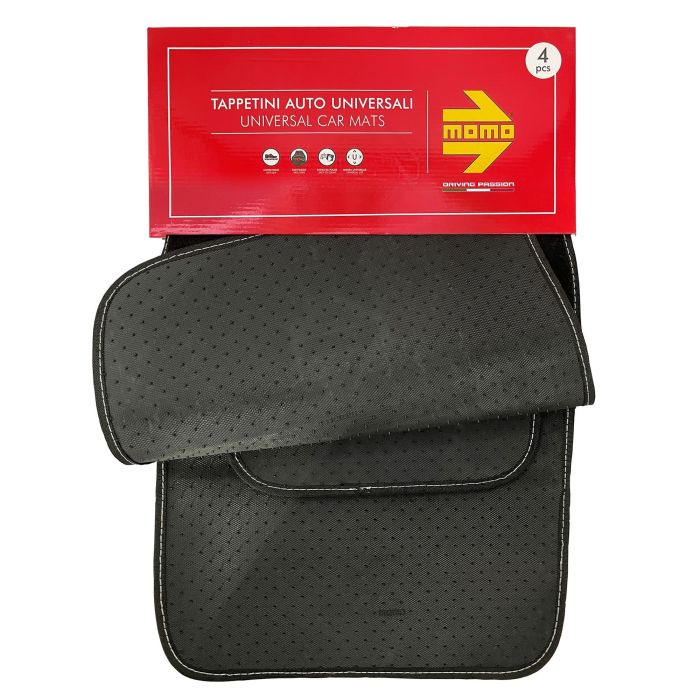 MOMO MOMLCM4A7BW Set 4 Alfombrillas Coche Universales Poliéster Negro Blanco Reforzadas Antideslizantes para Todas Condiciones 2 MOMO MOMLCM4A7BW Set 4 Alfombrillas Coche Universales Poliéster Negro Blanco Reforzadas Antideslizantes para Todas Condiciones 2
