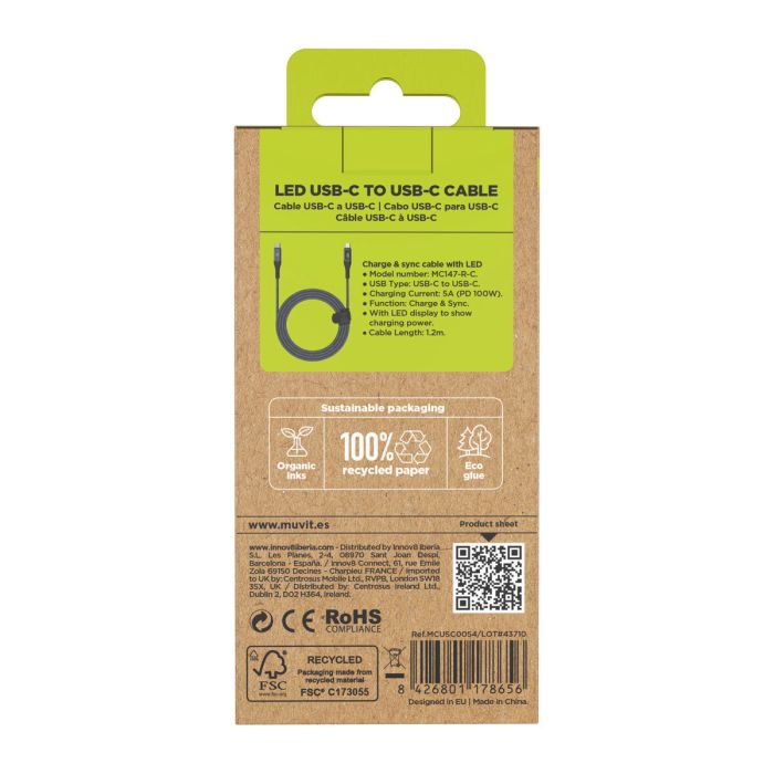 muvit for change cable Tipo C a Tipo C 100W con pantalla LCD gris 3 muvit for change cable Tipo C a Tipo C 100W con pantalla LCD gris 3