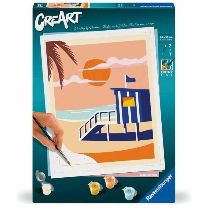 Ravensburger 23896 CreArt Cabaña de Playa 24x30 cm, Kit de Pintar por Números para Adultos