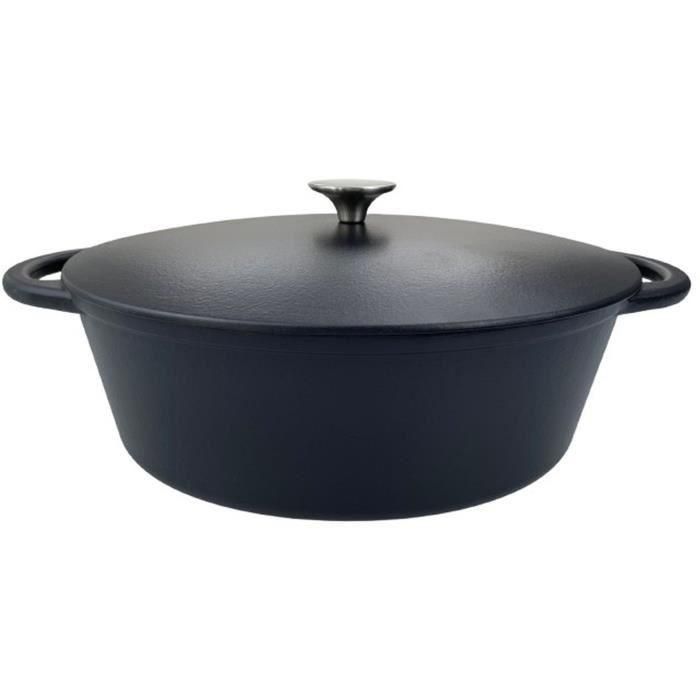 Cacerola de hierro fundido - BAUMALU - 336408 - Ovalada 33 cm - Negro mate Cacerola de hierro fundido - BAUMALU - 336408 - Ovalada 33 cm - Negro mate