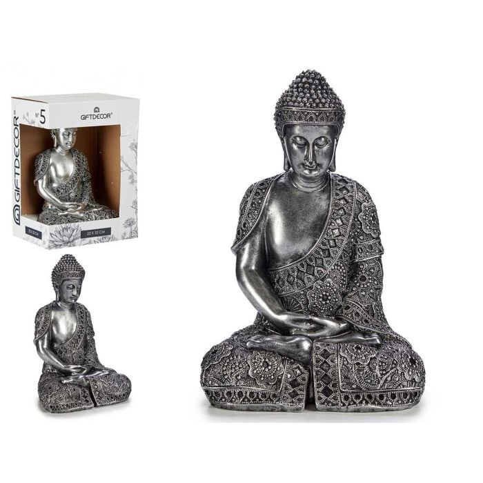 Buda Sentado Resina Grande Plata Giftdecor 17X32CM (4 Unidades) Buda Sentado Resina Grande Plata Giftdecor 17X32CM (4 Unidades)