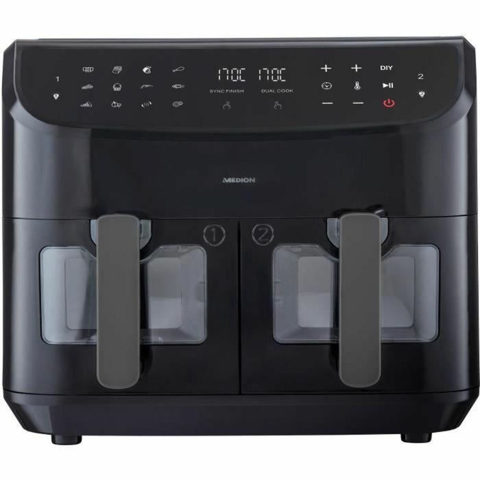 Medion MED1719327101094 Freidora de Aire Caliente P20 XXL Twin 2600W 2 Cestos 9 Programas Negra 0 Medion MED1719327101094 Freidora de Aire Caliente P20 XXL Twin 2600W 2 Cestos 9 Programas Negra 0