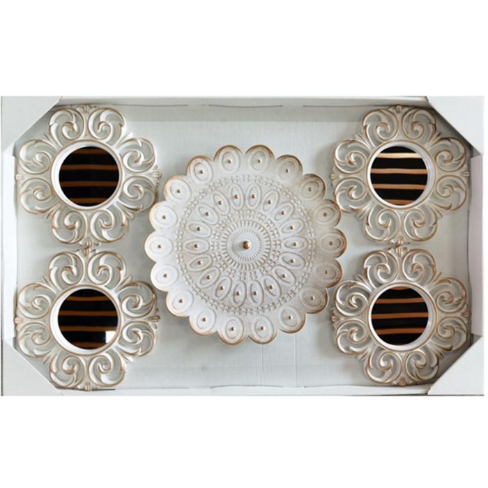 Juego de Espejos DKD Home Decor Cristal Dorado Blanco PP 2 Unidades Moderno Decapé (35 x 2 x 35 cm)