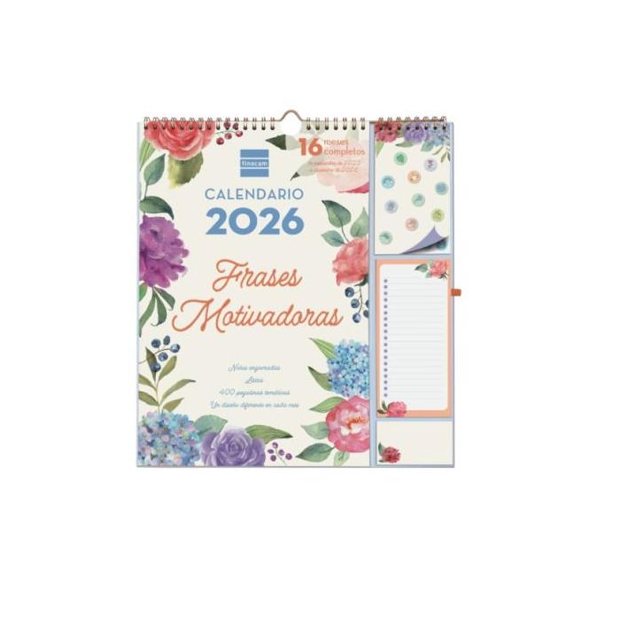 Finocam Calendario De Pared Plus 16 Meses 215x325 mm con Frases Motivadoras, Septiembre 2025 - Diciembre 2026, Incluye Pegatinas y Notas Engomadas 1 Finocam Calendario De Pared Plus 16 Meses 215x325 mm con Frases Motivadoras, Septiembre 2025 - Diciembre 2026, Incluye Pegatinas y Notas Engomadas 1
